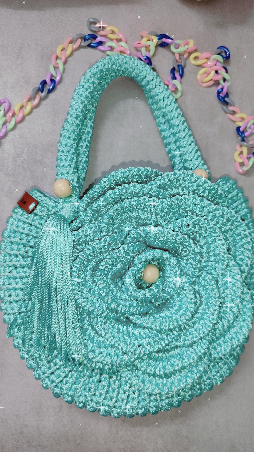 کیف گل صدفی ماهاسیا فیروزه ی