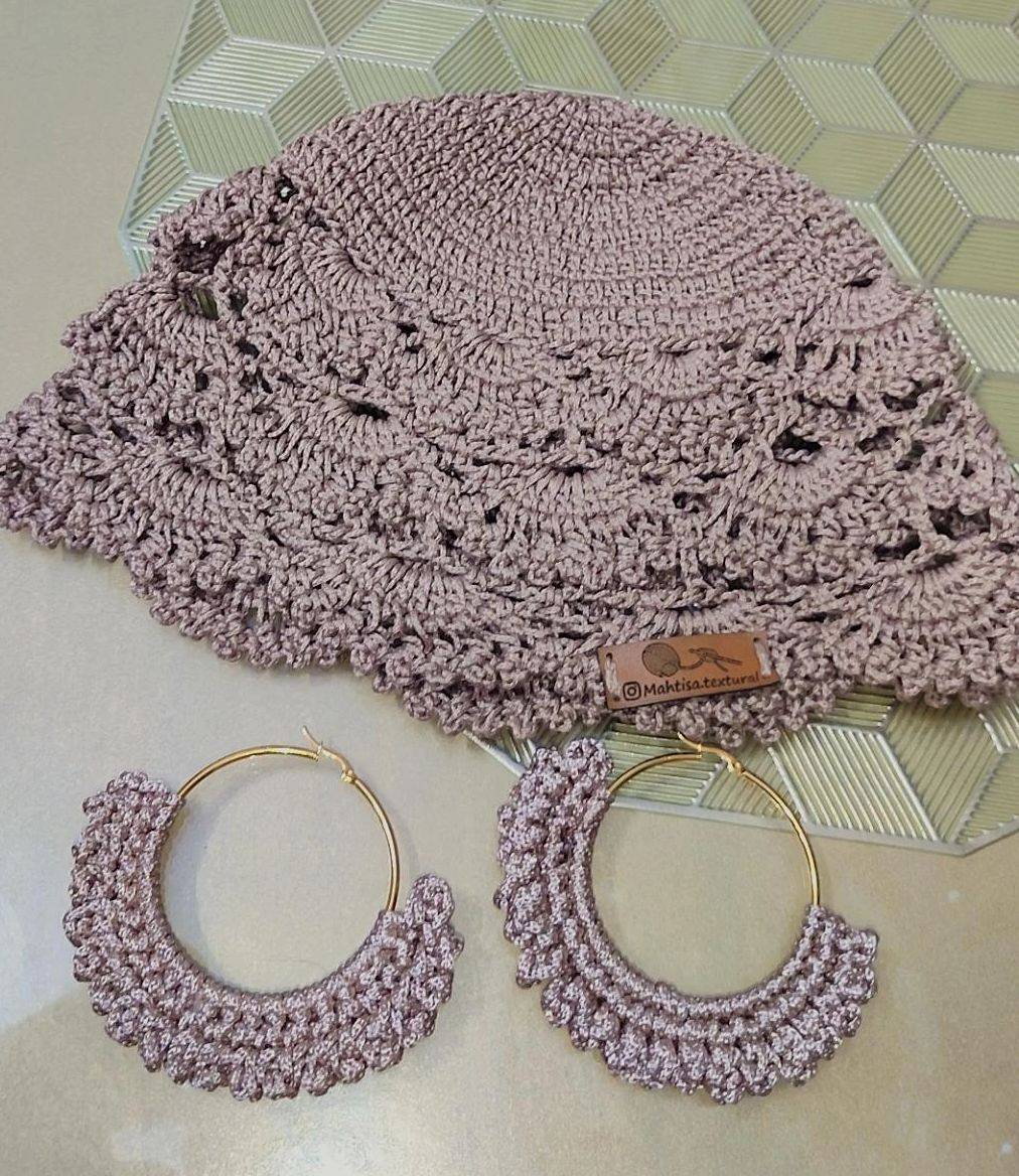 ست کلاه مدل بادبزنی با گوشواره